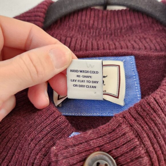 Jos A Bank 1905 Merino Wool Blend Button Collar Maroon Red Pullover Sweater XXL - Picture 7 of 7